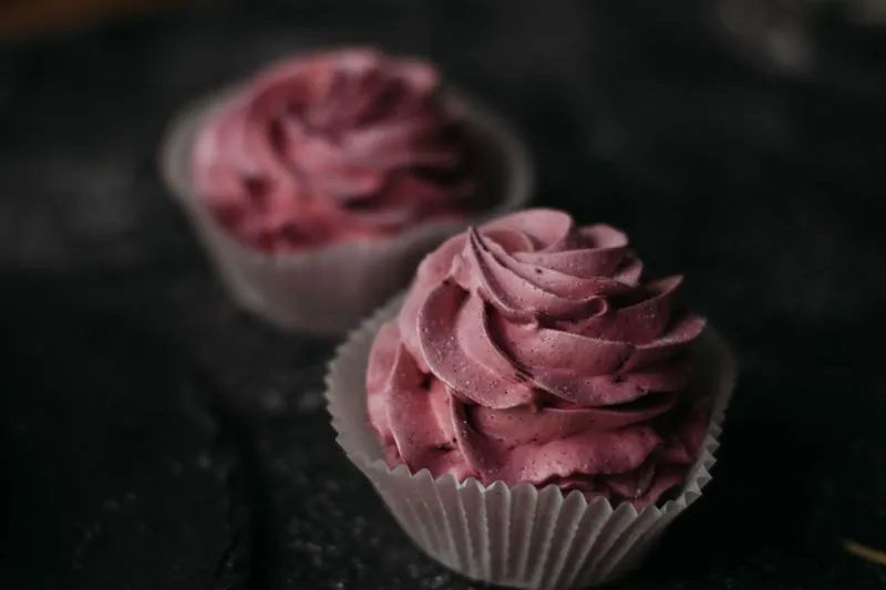 Cupcakes with purple frosting